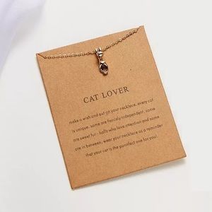 🎉 New Gold Hanging Cat Lover Necklace & Card